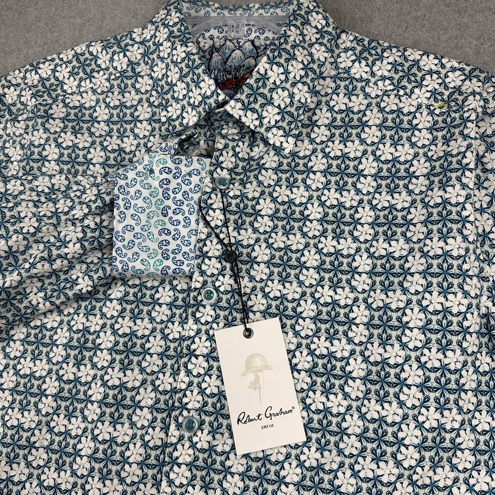 Robert Graham Shirt Mens Small Multi Hanover Long Sleeve Button Up Floral Cotton
